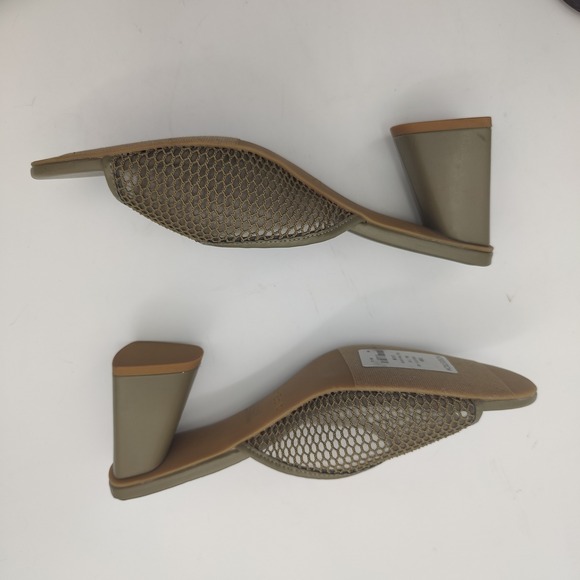 Open Edit Womens Size‎ 11M Olive Green Mesh Block Heel Mules Slides Open Toe - Picture 2 of 10